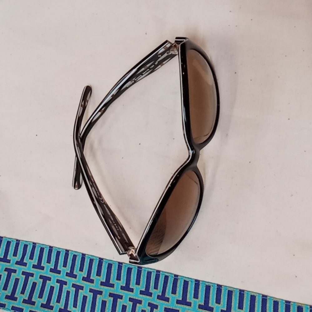 🍊 Tory Burch Black & Rose-Gold Polarized Sunglasses Pre-owned - Picture 12 of 16